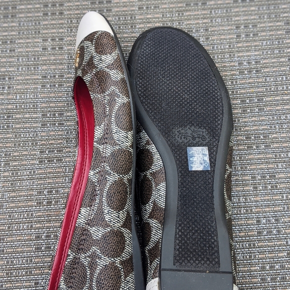 COACH Chelsea brn/blk sig mat calf flat new sz 6.5 - Picture 4 of 6